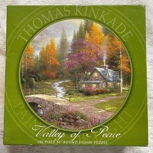 Ceaco Thomas Kinkade 750 Piece Round Puzzle Valley of Peace 2005 FACTORY SEALED